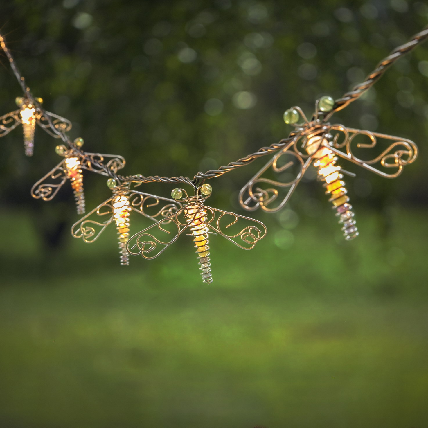 beaded dragonfly string lights