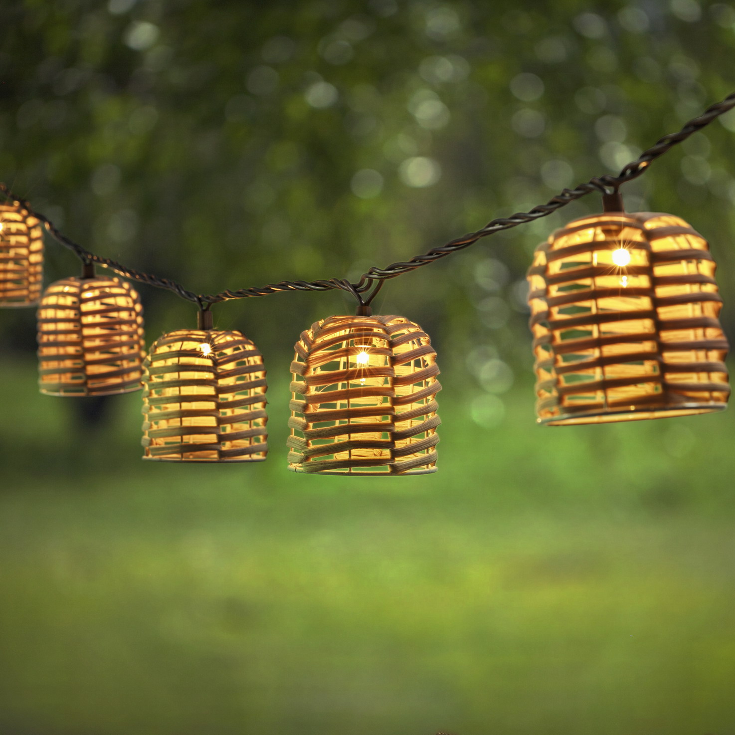 rattan lantern string lights
